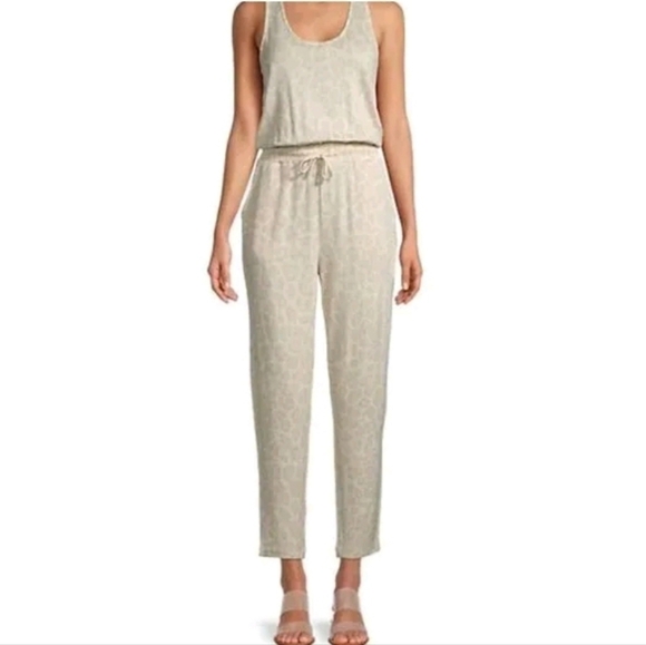 Splendid Beige OLE Leopard Print Sleeveless Jumpsuit Size Large NEW - Picture 8 of 8